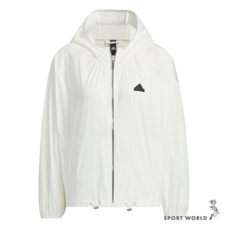 Adidas 連帽外套 女裝 風衣 寬鬆 米白【運動世界】IM8837