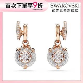 【施華洛世奇SWAROVSKI】Dragon & Phoenix 水滴形耳環 龍爪 白色 鍍玫瑰金色調 水晶 官方直營