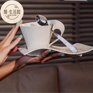 【茶閣會社】創意歐式陶瓷波浪咖啡杯碟套裝牛奶杯酒店家用簡約純白下午茶茶杯