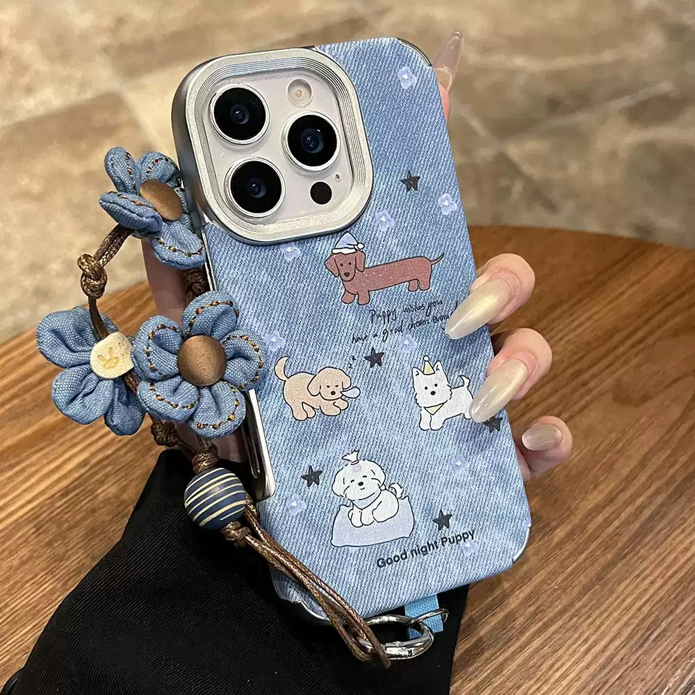 ZX甄選✨17手機殼 適用蘋果17手機殻iPhone16ProMax牛仔布紋小狗15/14電鍍13/12新款