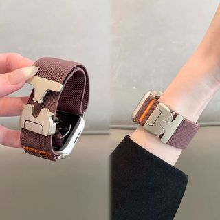 【新品特惠】手錶表帶 個性表帶 替換表帶 適用蘋果手錶iwatch S10/9錶帶舒適透氣彈力編織降落傘扣夏季錶帶