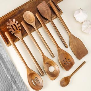 Solid wood soup spoon, salad spoon, kitchen utensil set, aca