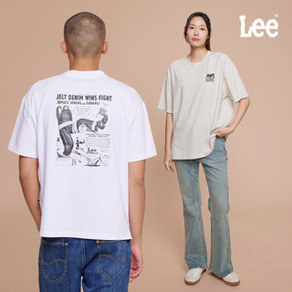 Lee 上下LOGO短T 男女適穿 白色 卡其 LB602070