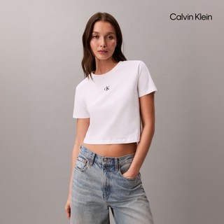 【Calvin Klein】 CK 字母圖案短款T恤 白色