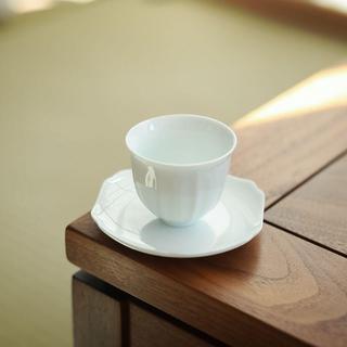 影青蓮花品茗杯 日式功夫茶具器 家用陶瓷聞香盅 杯墊配件實用物 雅緻茶道配件 陳設飾品用具 影青瓷杯具