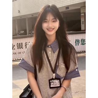 純棉文藝休閒拼色女生翻領上衣 班服 短t 短t恤 POLO衫 素t polo衫 商務polo工作服 演出服 重磅短t 寬