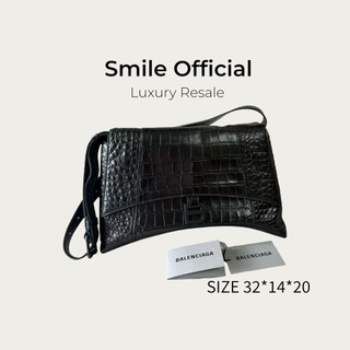 [SMILE] Balenciaga巴黎世家 Downtown 黑標鱷魚紋 牛皮 斜挎包 男女同款