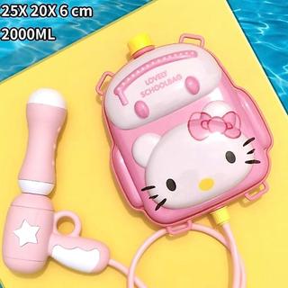 【🔥Hello Kitty背包水槍】超大容量1300ml｜抽拉式噴射｜沙灘戲水必備｜水槍｜免運