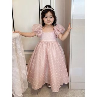 8632 位回訪消費者😎韓系女童2026夏季新款時尚波點泡泡袖公主裙女甜美粉色連衣裙GS47