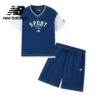 【New Balance】 NB 童裝短袖套裝 中性 海軍藍 2SF2409WNV