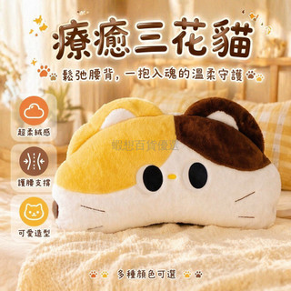 台灣出貨✨ 三花貓咪沙發靠墊 長65寬32公分 環保布料臥室靠枕 書房學生宿舍抱枕 贈禮超軟舒適