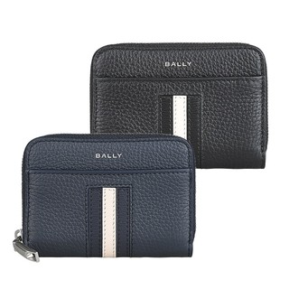 BALLY Ribbon燙銀LGOO條紋設計小牛皮4卡拉鏈零錢包(多色)