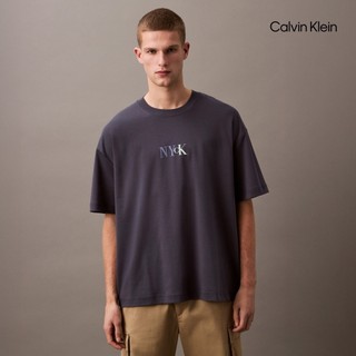 【Calvin Klein】 CK NYCK 印花圖案 T 恤 藍色