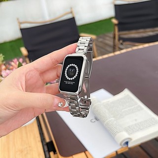 適用於OPPO 手環 2 / OPPO Watch Free 三株金屬不鏽鋼錶帶 + 金屬框 時尚商務風 腕帶 替換帶