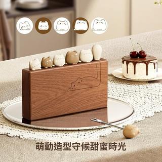 Ebony wood fruit fork storage and draining box, 304 stainles