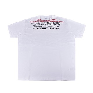 BURBERRY LOCATED印花LOGO倫敦總部地理坐標設計純棉圓領短袖T恤(男款/白)