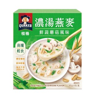 QUAKER 桂格濃湯燕麥鮮蔬蘑菇風味43gx5包（包裝隨機）