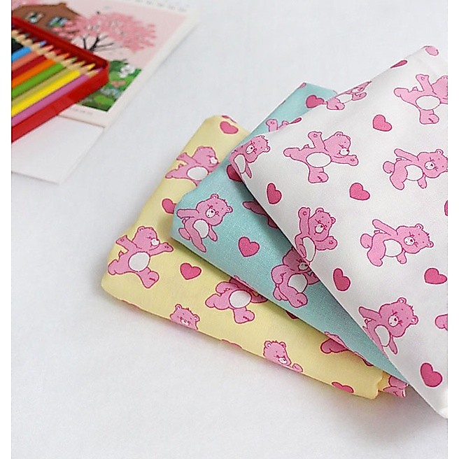 🌸現貨🌸韓國布料 布料 愛心熊 泰迪熊 Care bear 熊熊 動物 純棉布 韓國布 薄棉布 斗篷 布料 套裝 童裝