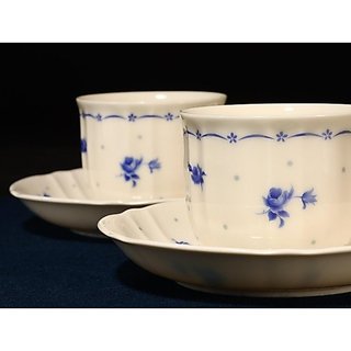 全新絕版珍藏／日本製 日本名牌【MARUI】典雅精緻／青花瓷咖啡杯組（一杯一碟）