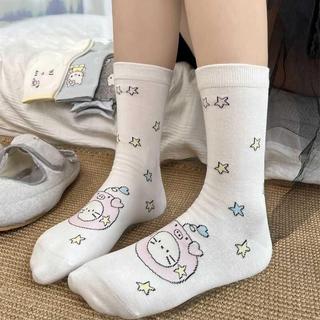 臺灣出貨秋冬款襪子女中筒襪可愛卡通hello Kitty日系ins學生雙層百搭長襪