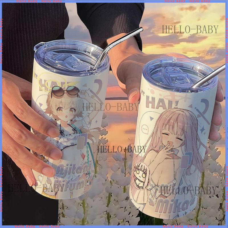 【卡通動漫保溫杯】蔚藍檔案動漫週邊保溫杯帶吸管咖啡杯不銹鋼隨手杯便攜ins高顔值