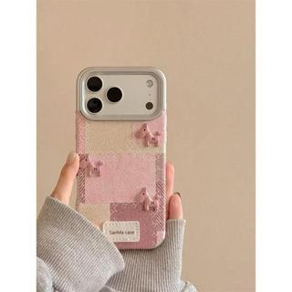 甜美布藝方塊立體可愛適用iPhone17p-romax蘋果16手機殼15女