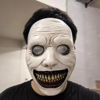 台灣出貨 萬聖節面具 新款恐怖萬聖節面具驅魔人惡魔白眼面具恐怖模擬鬼屋npc道具