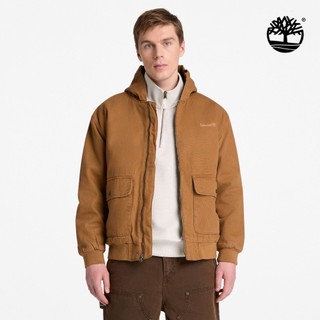 Timberland 男款深小麥色寬版保暖帆布飛行外套|A27W6EH2