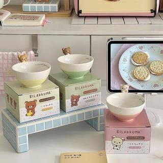 🛒免運 日本rilakkuma×San-x輕鬆熊公仔陶瓷飯碗 卡通家用餐具 家用日式可愛餐具 卡通湯碗 交換禮物 送朋友