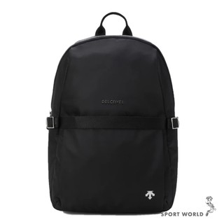 Descente 迪桑特 後背包 筆電隔層 金屬標誌 黑【運動世界】SR122UBP10-BLK0