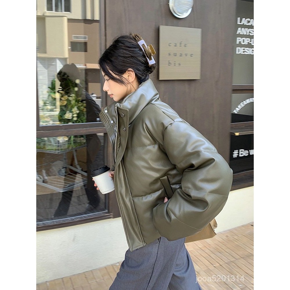 【MR.男先生】臺灣出貨 免運 女皮棉服 羽絨棉服女2025新款冬季免洗外套美拉德穿搭小個子PU皮棉衣棉襖厚 EGB