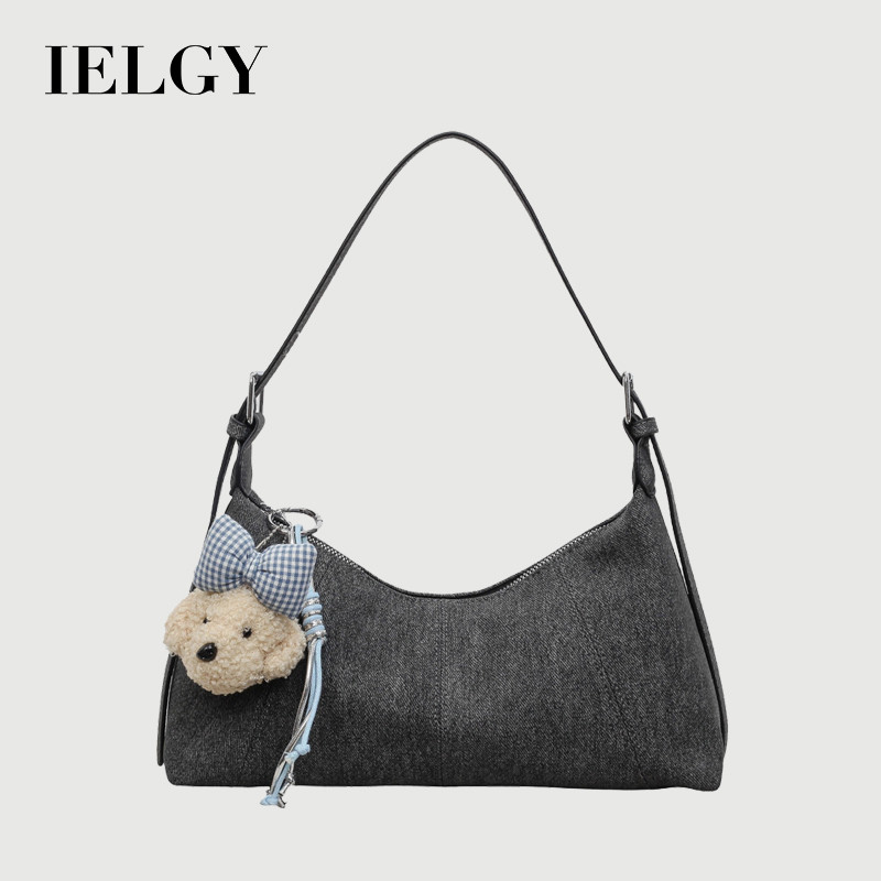 IELGY 女士休閒褶皺腋下包 簡約通勤單肩餃子包