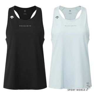 Descente 迪桑特 無袖背心 女裝 寬鬆 反光 黑/淺藍【運動世界】SR122RST31-BLK0/SKY0