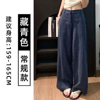 💖新款最熱銷💖小個子棉麻亞麻闊腿褲 女 鬆緊腰長褲 工裝褲 老錢風闊腿褲 高腰 垂感直筒 寬鬆透氣休閒褲 nice2
