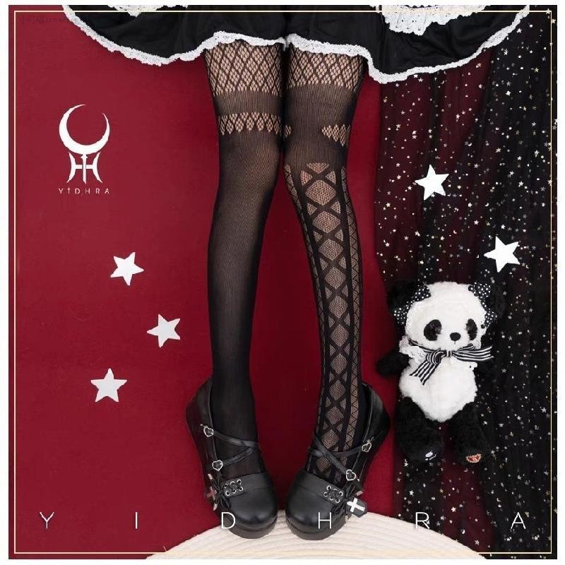 【敲好看~⭐】夢之女巫原創Lolita襪打底褲古典萬聖哥特暗黑網襪連褲襪絲襪