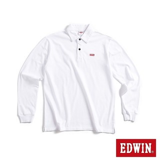 EDWIN 男款 基本印花長袖POLO衫(白色)