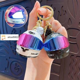 🔥臺灣出貨🔥Alice🎀限時特賣新款發光賽車頭盔鑰匙扣掛件炫酷機車摩托車包包禮品鑰匙鏈小禮品