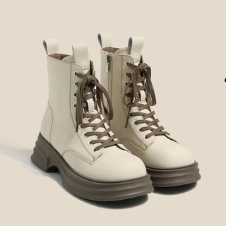【GL SHOES】短靴馬丁靴女 時尚百搭短靴真軟皮軟厚底增高短靴女2024年秋季新款小個子英倫風馬丁靴子ins