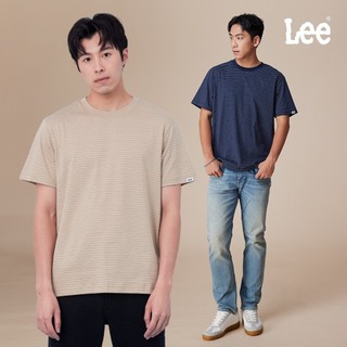 Lee 條紋寬鬆短T 男 深藍 卡其 LB602004