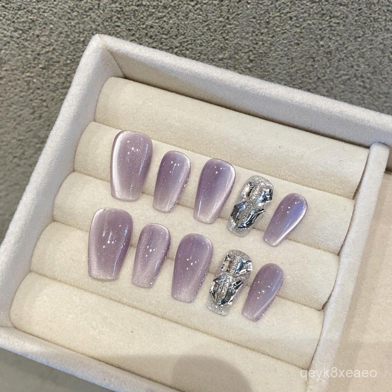 💕chill水實驗室💕純手工穿戴甲假指甲貼片美甲成品紫色燈泡貓眼布契拉魔鏡奇跡天使美甲師瑞卡曼 TKNZ