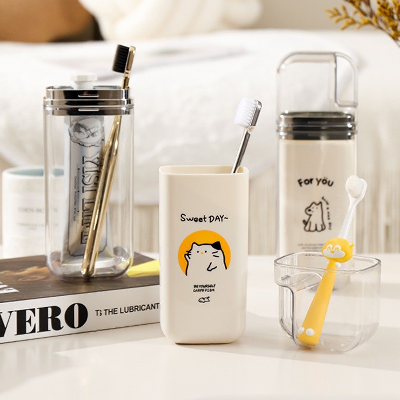 三合一漱口杯 牙刷杯 便攜式 旅遊 漱口杯 住宿 便攜 收納盒 牙刷收納盒 化妝刷收納