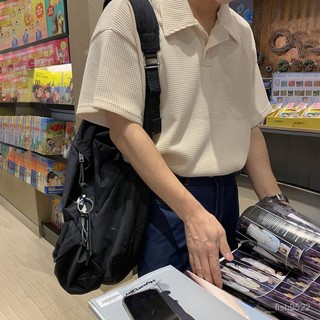 ✨川崎先生✨正韓polo領上衣 高級感針織短袖襯衫男士夏季寬鬆Polo衫T恤韓版潮流半袖/開襟上衣 POLO/亨利領