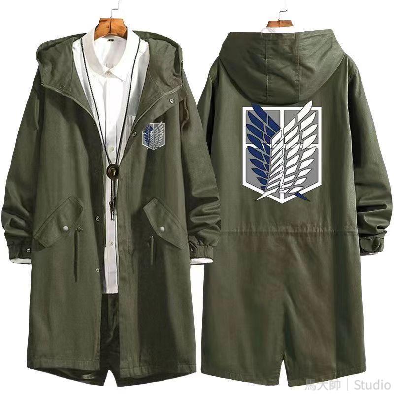 台出貨🔥進擊的巨人衣服動漫周邊自由之翼中長款風衣秋冬季二次元衛衣外套 進擊的巨人周邊 進擊的巨人同人物料