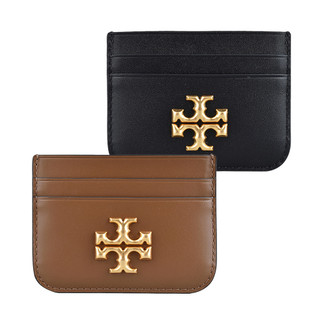 TORY BURCH ELEANOR金屬T LOGO標誌牛皮5卡名片夾(多色)