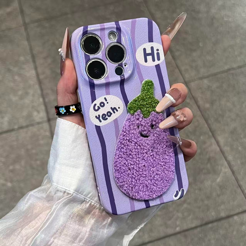 ZX甄選✨17手機殼 適用iPhone17ProMax秋冬毛絨茄子華為oppo小米vivo蘋果16手機殻套