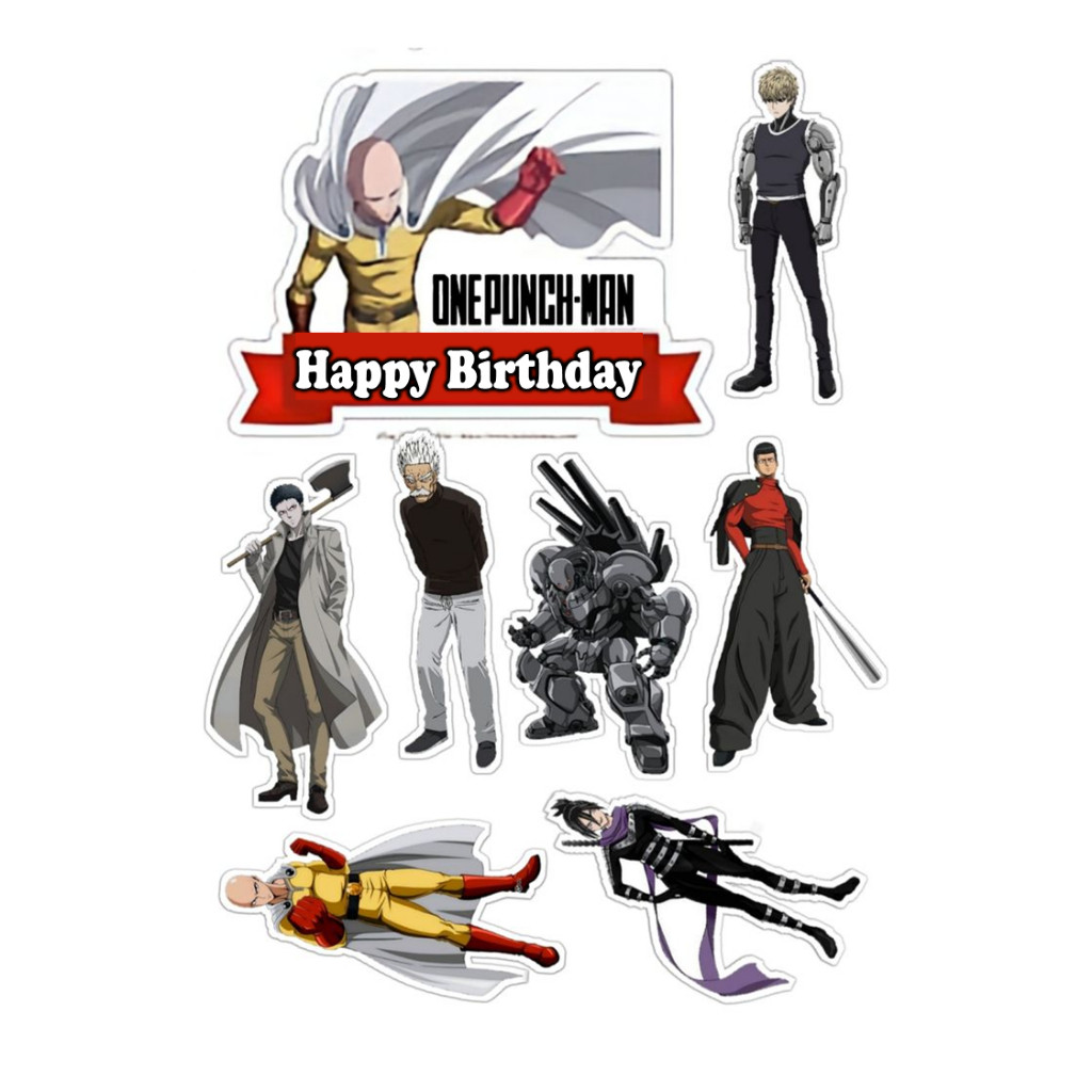 一拳超人禮帽一拳超人蛋糕禮帽定制名稱生日蛋糕裝飾一拳超人主題