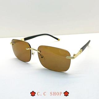 🍁C.C SHOP🍁 Crstal rimless trimmed metal sunglasses fashion