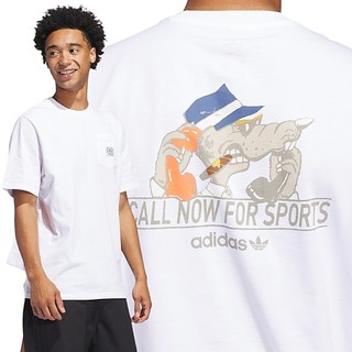 ADIDAS 短T CALL SPORTS TEE 白色 土狼塗鴉 口袋T 短袖 中性 JD2828