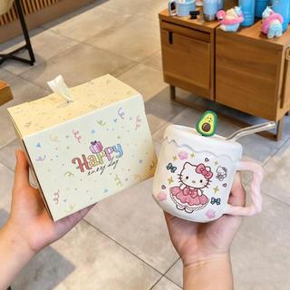 【臺灣-出貨】可愛卡通三麗鷗凱蒂貓吸管杯insi馬克杯帶蓋送女朋友情侶女生禮物SGQU2