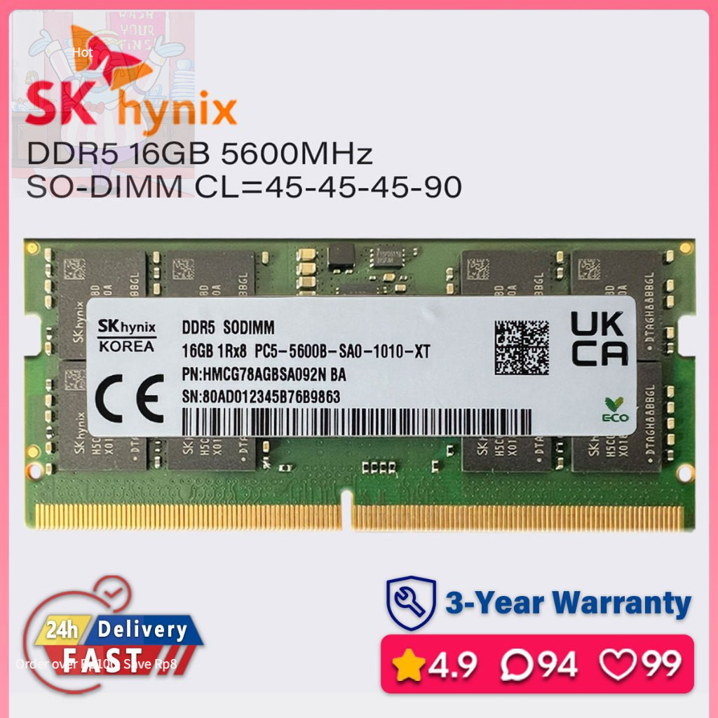 🔥Sk hynix海力士 ddr5 8gb 16gb 32gb 5600mhz sodimm 筆記本電腦內存 44800